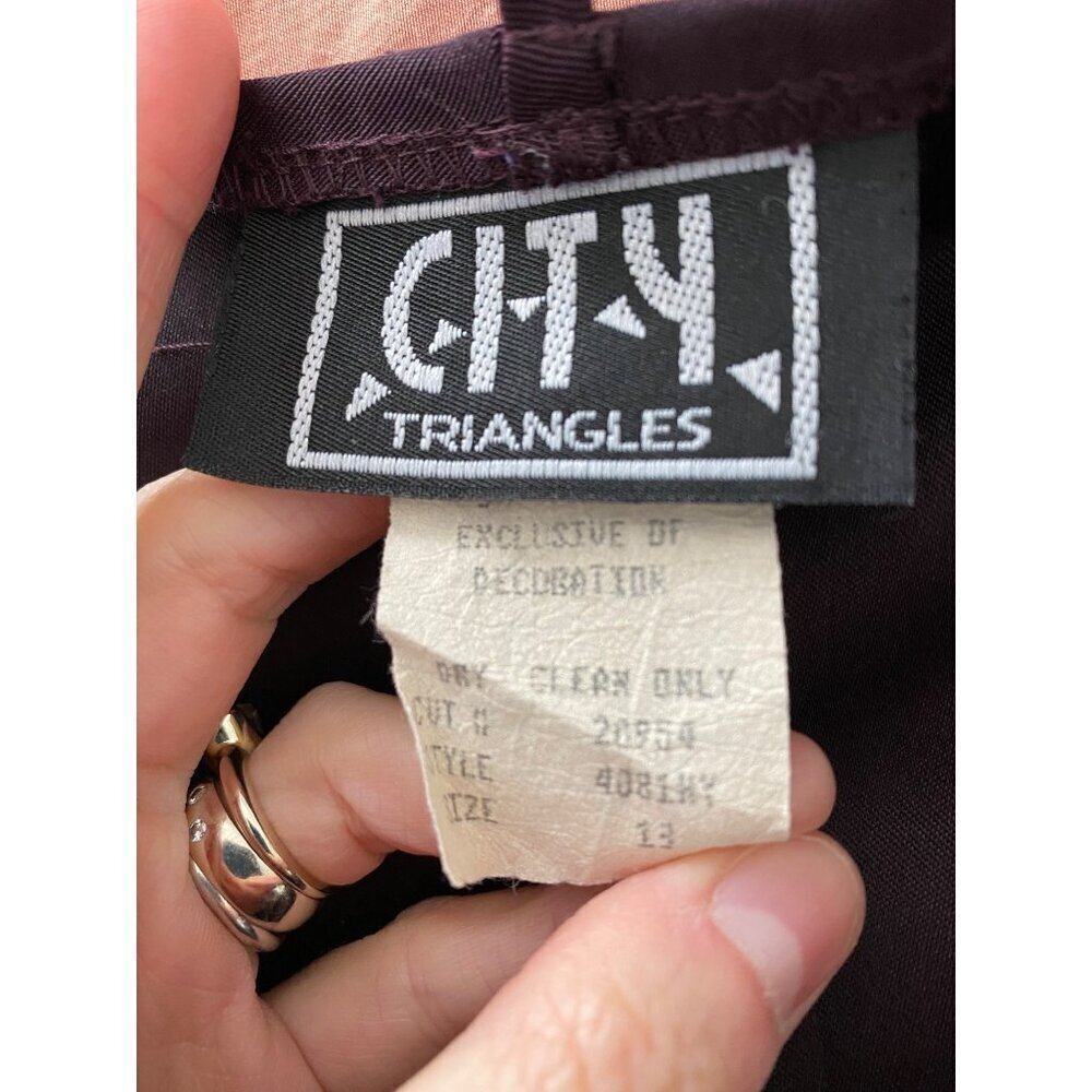 Vintage City Triangles Purple Y2K / 90s Mini Dress with Embroidered Flower - Picture 4 of 9